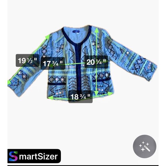 Simply Styled Sears Embellished Jacquard Jacket Beaded Embroidered Boho Womens M - Picture 2 of 12